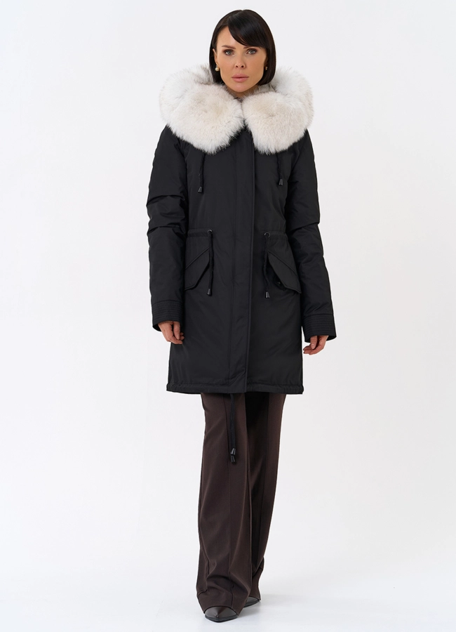Женская парка с капюшоном из меха песца модель № 31989 в кредит