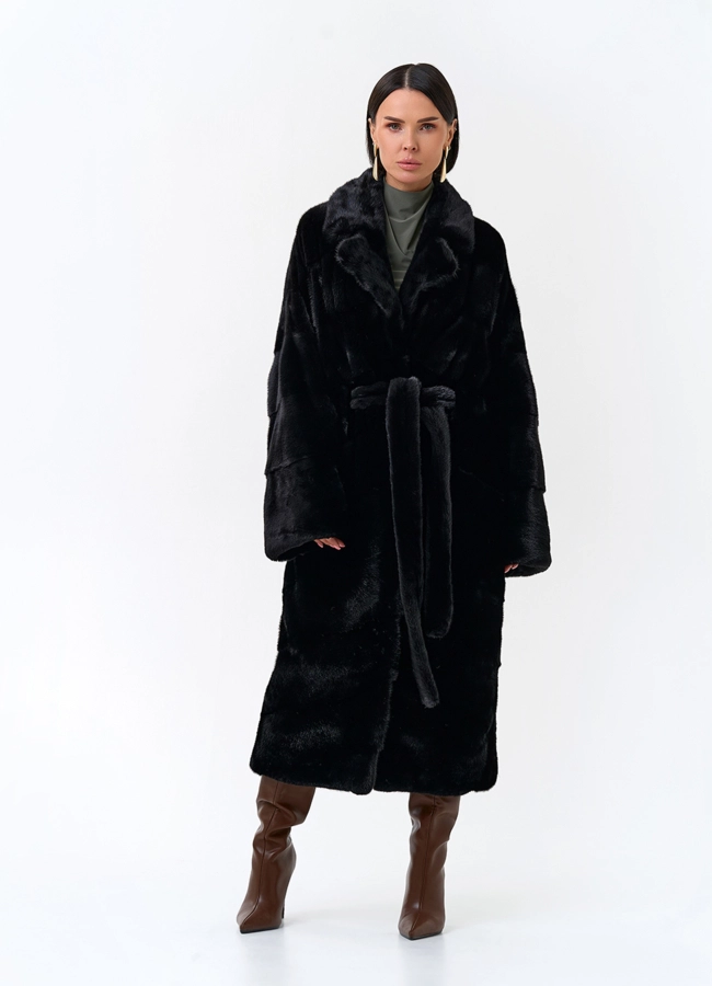 фото Шуба из меха норки с английским воротником модель № 33707
