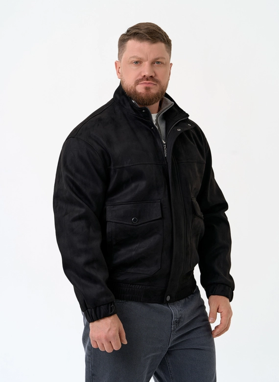 Мужская куртка бомбер из эко замши