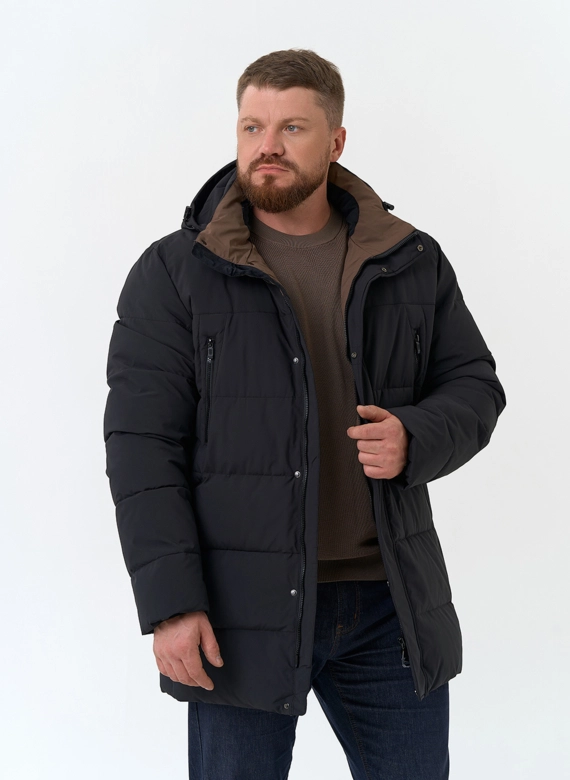 Мужской пуховик с капюшоном  фото