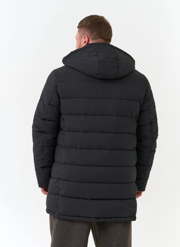 Мужской удлиненный пуховик с капюшоном фото