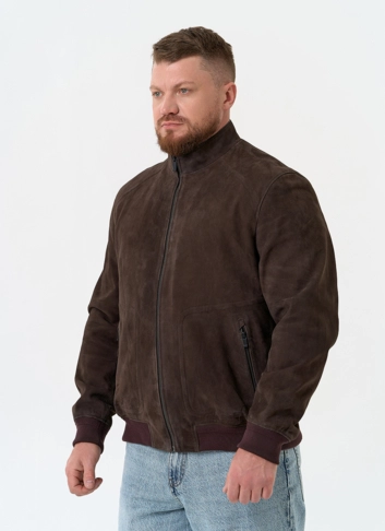 Мужская куртка бомбер из натуральной замши