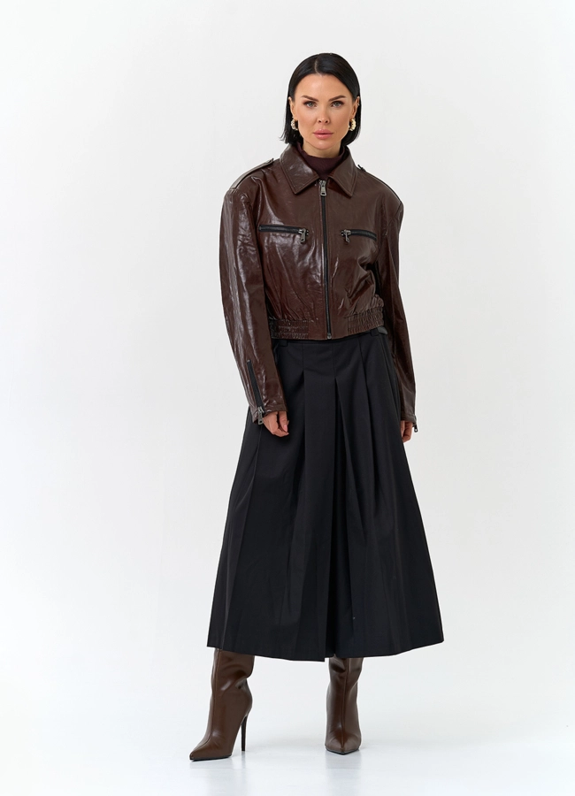 Короткая куртка из натуральной кожи модель № 32847 универмаг малина