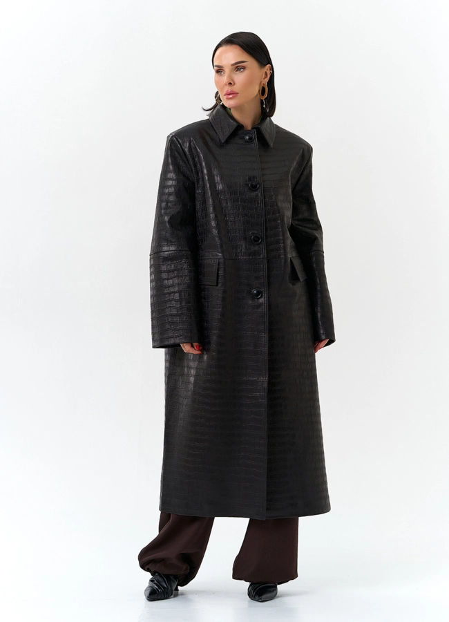 Женский плащ из натуральной кожи  модель № 32870 в рассрочку
