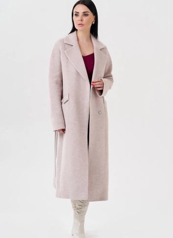 Длинное женское пальто с английским воротником