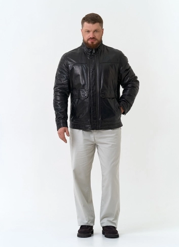 Мужская утепленная куртка из натуральной кожи фото
