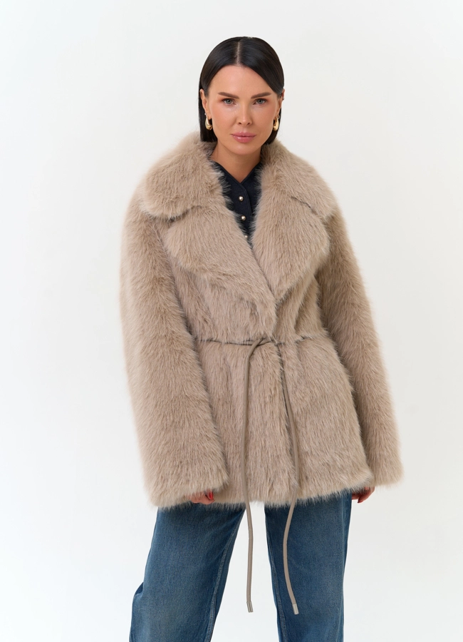 Женская куртка из эко меха модель № 33867 меха малина